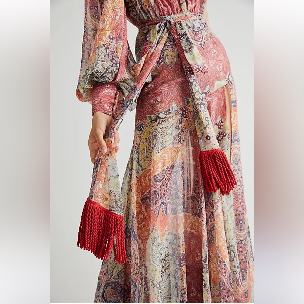 NWT Bronx and Banco Farah Maxi Dress - Red/Multi - Size: US 8/L - Picture 2 of 9